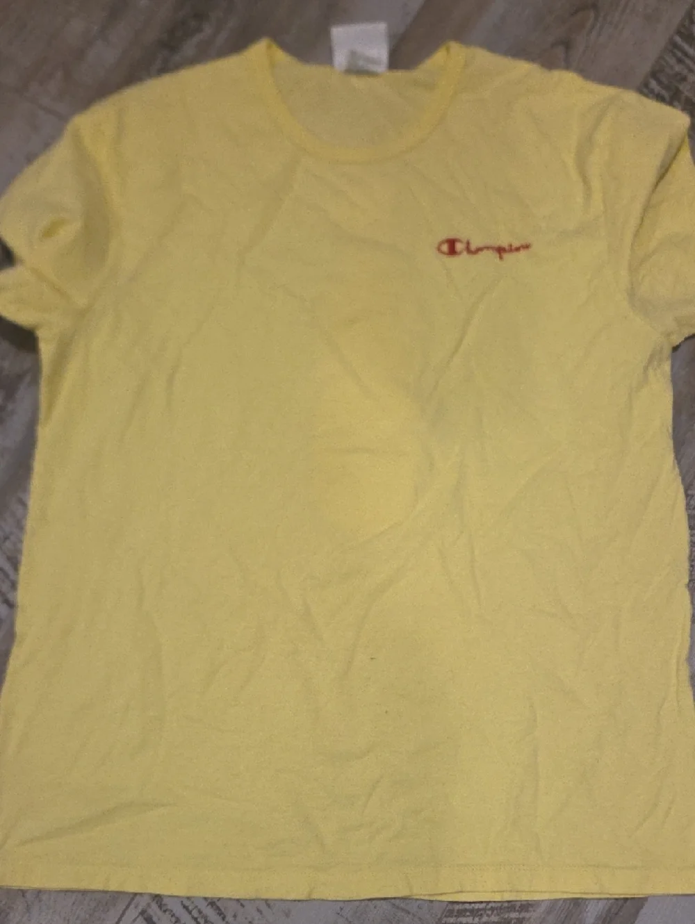 Champion Yellow Short Sleeve Tee with Red Bottle Graphic on Back - Picture 4 of 6